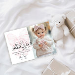 Tarjeta De Agradecimiento Chicas de Bowtiful One First Birthday Pink Bow Fot<br><div class="desc">Chicas Bowtiful One First Birthday Pink Bow con foto</div>