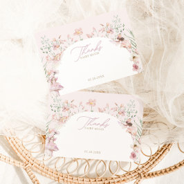 Tarjeta De Agradecimiento Chicas de Floral Rosa de Hadas Cumpleaños