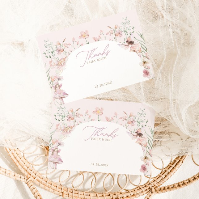 Tarjeta De Agradecimiento Chicas de Floral Rosa de Hadas Cumpleaños (Subido por el creador)