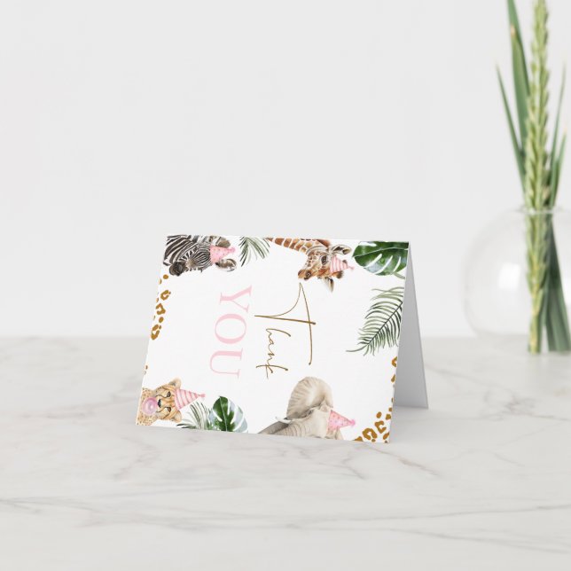 Tarjeta De Agradecimiento Chicas de impresión de chitas Safari Wild Un prime (Anverso)