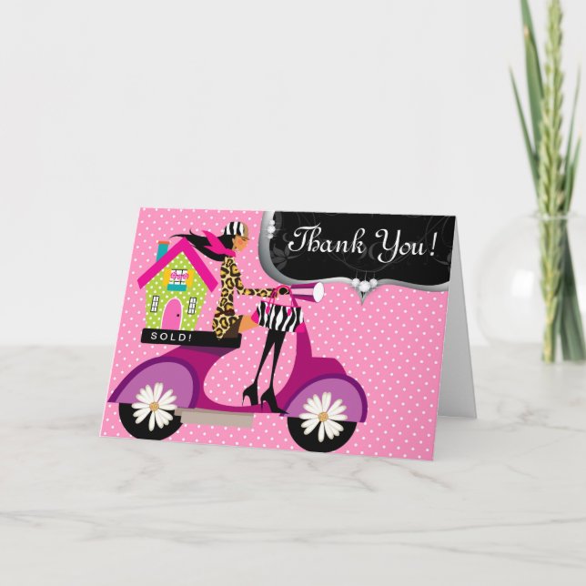 Tarjeta De Agradecimiento Chicas de la Casa Real Scooter Gracias 3 (Anverso)