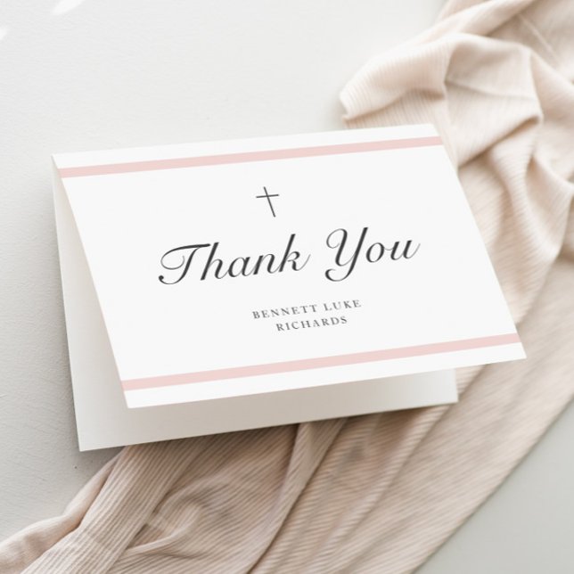 Tarjeta De Agradecimiento Chicas de la elegancia moderna bautismo (Girls photo baptism thank you card.)