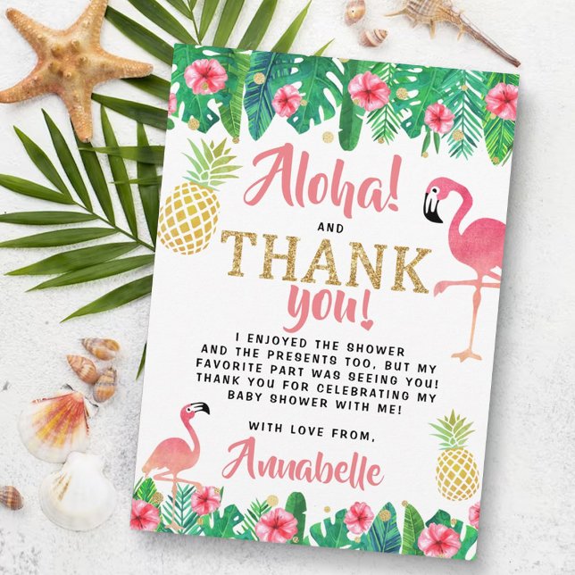 Tarjeta De Agradecimiento Chicas de Summer Beach Luau Tropical Baby Shower (Subido por el creador)