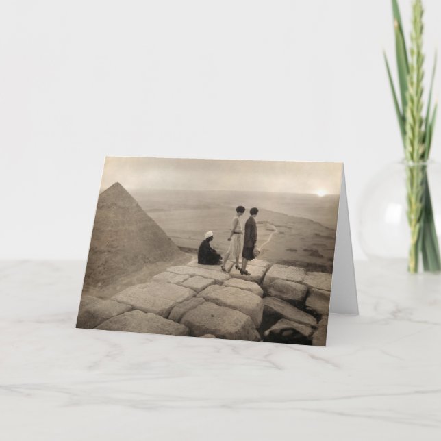 Tarjeta De Agradecimiento Chicas de tambores salen de la pirámide Khufu, Egi (Anverso)