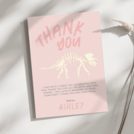 Tarjeta De Agradecimiento Chicas Dinosaurios Fossil Cumpleaños Rosa Gracias