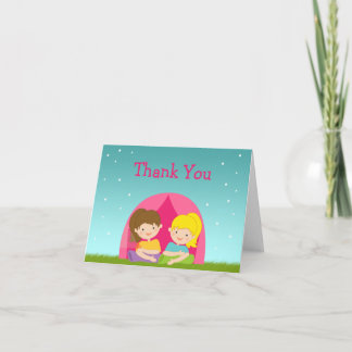 Tarjeta De Agradecimiento Chicas educados acampando fiesta de cumpleaños gra