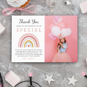 Tarjeta De Agradecimiento Chicas educados Cumpleaños Pastel Fiesta arcoiris