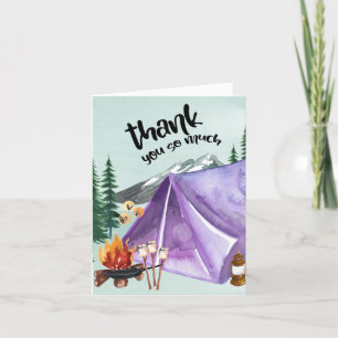 Tarjeta De Agradecimiento Chicas Felices Cumpleaños Carpa Morada