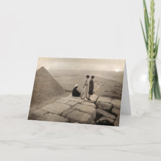 Tarjeta De Agradecimiento Chicas Flapper Amanecer Pirámide de Keops, Egipto 