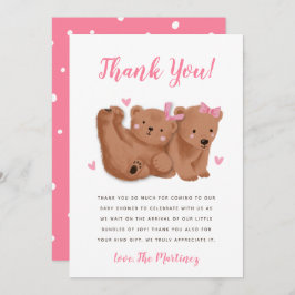 Tarjeta De Agradecimiento Chicas gemelos rusos cub oso Baby Shower