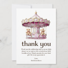 Tarjeta De Agradecimiento Chicas gemelos Teddy Bear Baby Shower