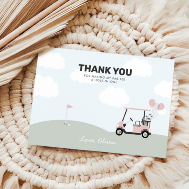 Tarjeta De Agradecimiento Chicas Hole-In-One Pink Golf 1er cumpleaños (Subido por el creador)