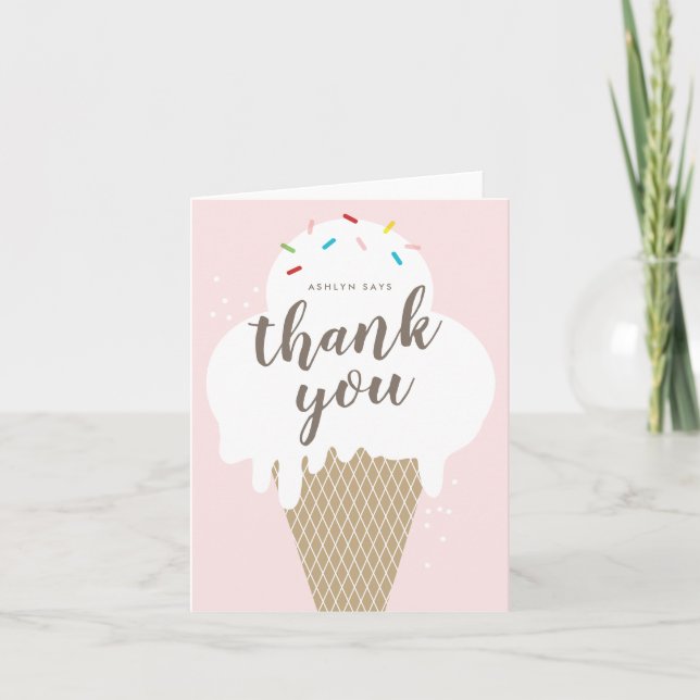Tarjeta De Agradecimiento Chicas rosados de helado cream cone (Anverso)