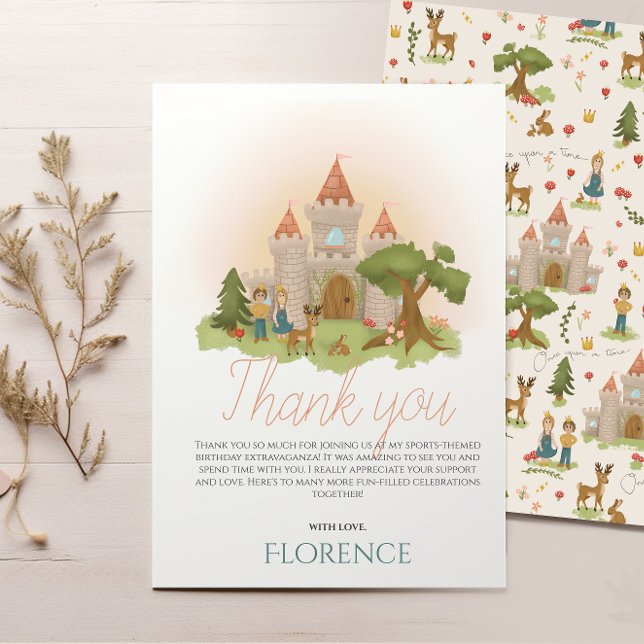 Tarjeta De Agradecimiento Chicas Whimsical Fairytale Kids Cumpleaños (Subido por el creador)