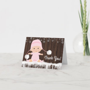 Tarjeta De Agradecimiento Chicas Winter Snowflake Baby Shower Gracias Cartas