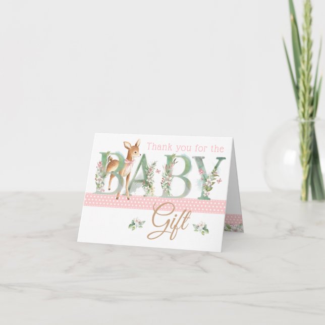Tarjeta De Agradecimiento Chicas Woodland Deer Baby Shower Gracias Cartas (Anverso)