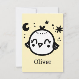 Tarjeta De Agradecimiento Chick alegre - Kawaii Bird Line Art"