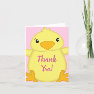 Tarjeta De Agradecimiento Chick Baby Shower Pink