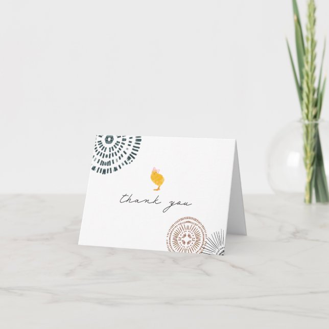 Tarjeta De Agradecimiento Chick Bow Gracias (Anverso)
