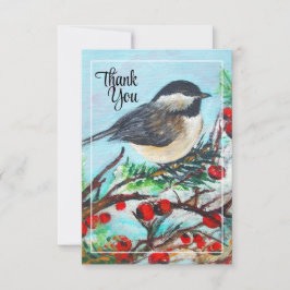 Tarjeta De Agradecimiento Chickadee Winter Gracias