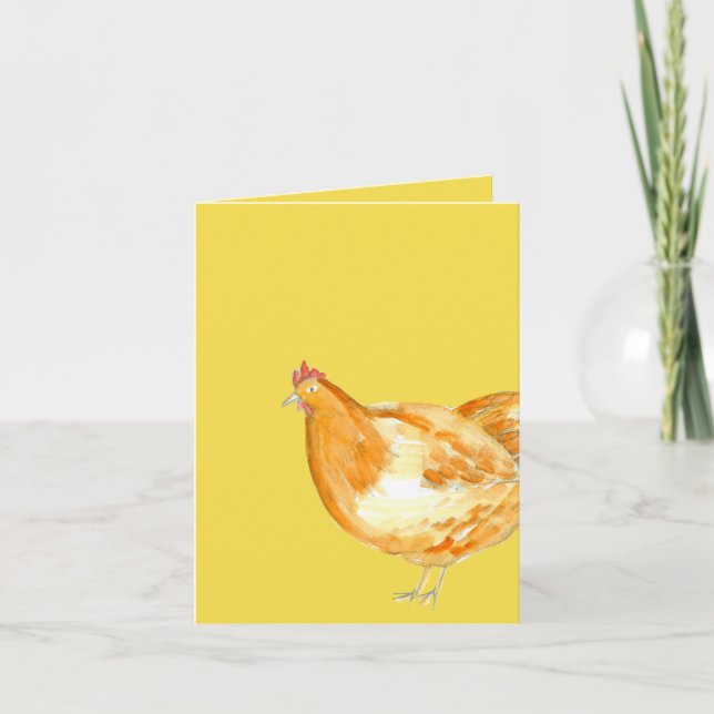 Tarjeta De Agradecimiento Chicken Hen Yellow Gracias (Anverso)