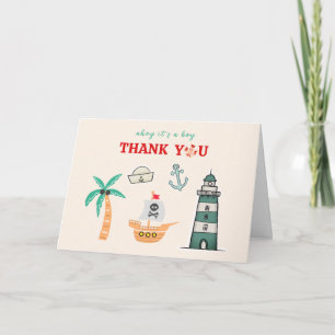 Tarjeta De Agradecimiento Chico Ahoy Ducha de Bebé Náutica Faro Velero