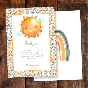 Tarjeta De Agradecimiento Chico Arcoíris Boho Un Pequeño Rayo De Sol Baby Sh