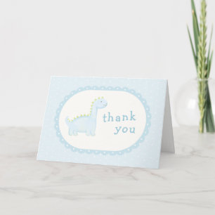 Tarjeta De Agradecimiento Chico Azul Kawaii Fiesta de Bebé Dinosaurio Prehis
