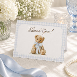 Tarjeta De Agradecimiento Chico azul oso baby shower