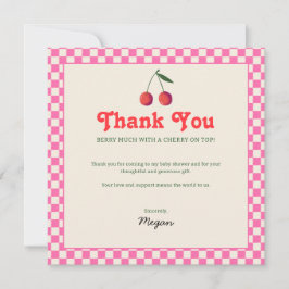 Tarjeta De Agradecimiento Chico Cereza Shower de Retrospectiva para Bebe