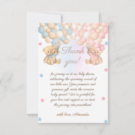Tarjeta De Agradecimiento Chico Chica Gemelos Baby Shower