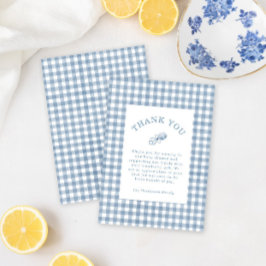 Tarjeta De Agradecimiento Chico Clásico de Regalo de Baño Azul a Cuadros