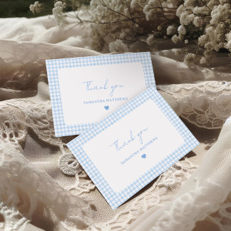 Tarjeta De Agradecimiento Chico de Baby Shower Boho de Cuadros Azules