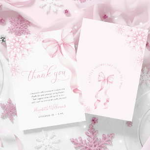 Tarjeta De Agradecimiento Chico de copo de nieve rosa Baby Shower