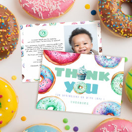 Tarjeta De Agradecimiento Chico de Donut Lindo Mensaje Personalizado Foto de