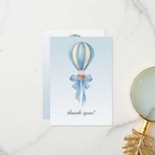 Tarjeta De Agradecimiento Chico de globos aerostáticos de acuarela azul Baby