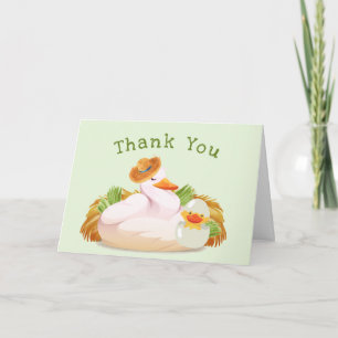 Tarjeta De Agradecimiento Chico de granja eclosionando pronto Baby Shower