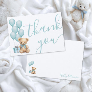 Tarjeta De Agradecimiento Chico de oso azul Baby Shower
