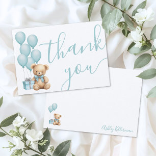 Tarjeta De Agradecimiento Chico de oso azul Baby Shower