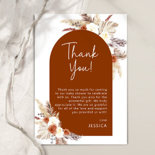 Tarjeta De Agradecimiento Chico de Pampas Boho Terracota Baby Shower