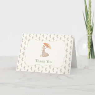 Tarjeta De Agradecimiento Chico de Paraguas de Flor Vintage para Baby Shower
