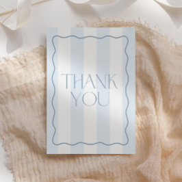 Tarjeta De Agradecimiento Chico de raya azul polvoriento moderno Baby Shower