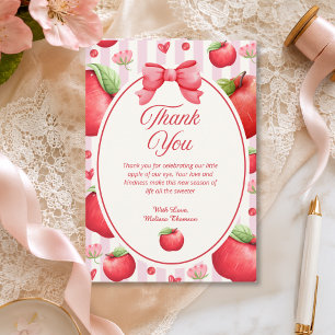 Tarjeta De Agradecimiento Chico de Shower de Manzana Roja Elegante Coqueta