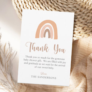 Tarjeta De Agradecimiento Chico de Terracota Arcoíris Boho Minimalista para 