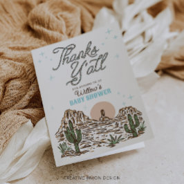 Tarjeta De Agradecimiento Chico de Vaquero Occidental Baby Shower Gracias Ca