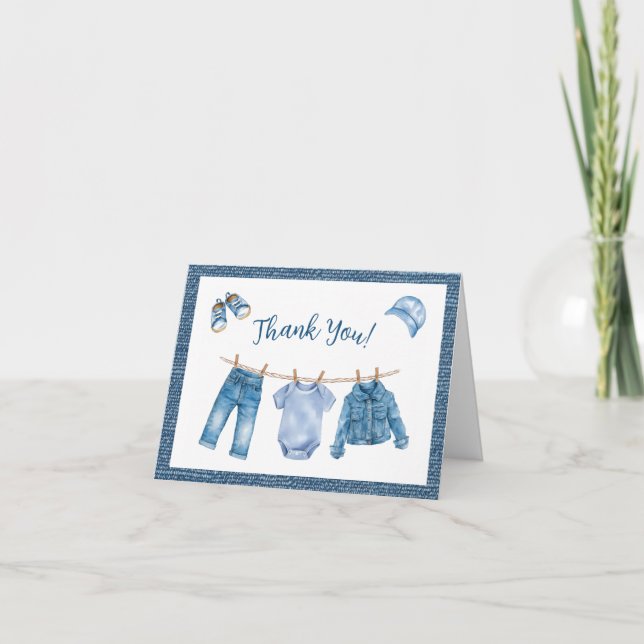 Tarjeta De Agradecimiento Chico de vaqueros Baby Shower (Anverso)