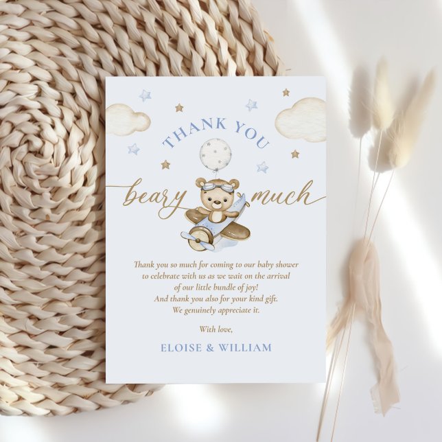 Tarjeta De Agradecimiento Chico del globo del oso de peluche Apenas espera l (Subido por el creador)