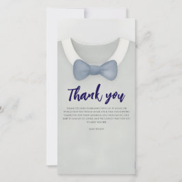 Tarjeta De Agradecimiento Chico ducha de bebé autum otoño azul burlap bodysu