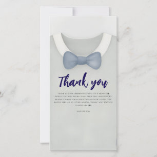 Tarjeta De Agradecimiento Chico ducha de bebé autum otoño azul burlap bodysu
