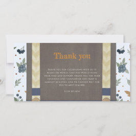 Tarjeta De Agradecimiento Chico ducha de bebé autum otoño azul burlap bodysu